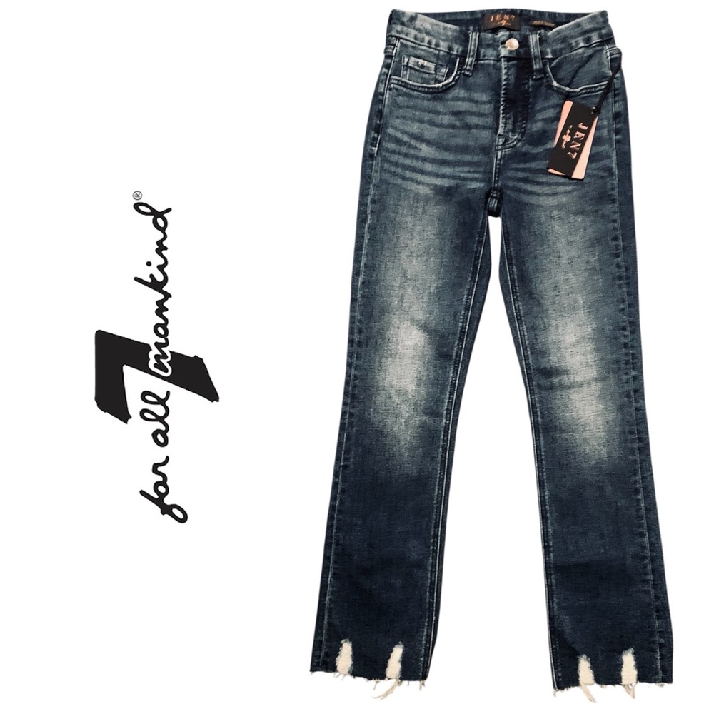 7 FOR ALL MANKIND Womens Dark Wash Cropped Ankle Straight Jeans Size 0